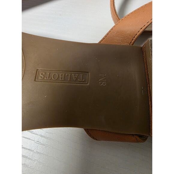 Talbots Caramel Camel Brown Gold Leather Sandals Shoes Womens 8M Casual Spring - Picture 4 of 6